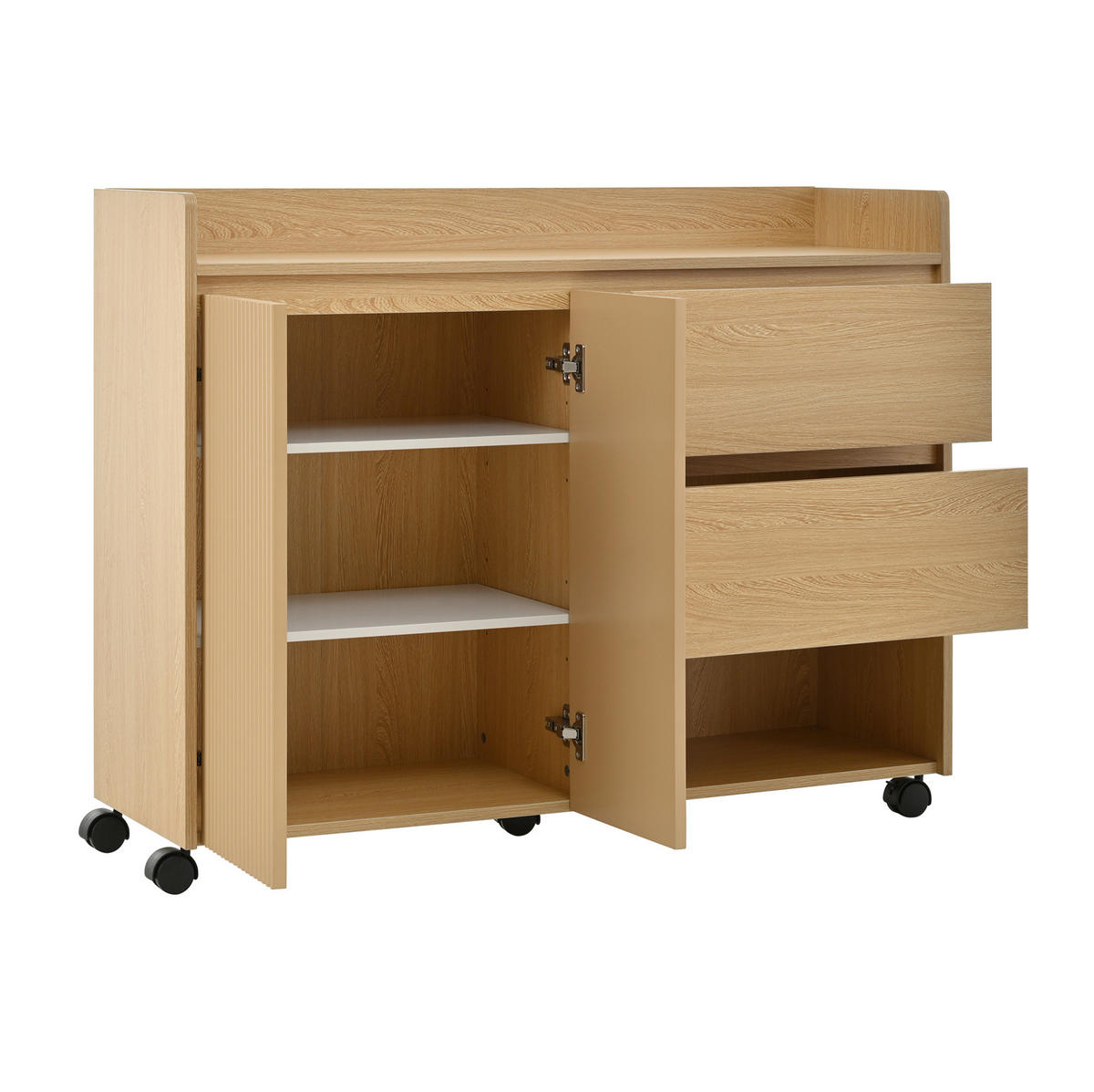 SCHUHSCHRANK 110/35/86 cm in Natur mit Schubladen, Rollen und verstellbaren Fächern - Naturfarben, Holzwerkstoff (110/86/35cm) - BEAOK