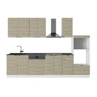 KÜCHENZEILE Fame-Line Eiche Paneel/Weiß 300 cm mit Hochschrank, AP Anthrazit - Hellbraun/Eichefarben, Holzwerkstoff (300/81.6/60cm) - Vicco