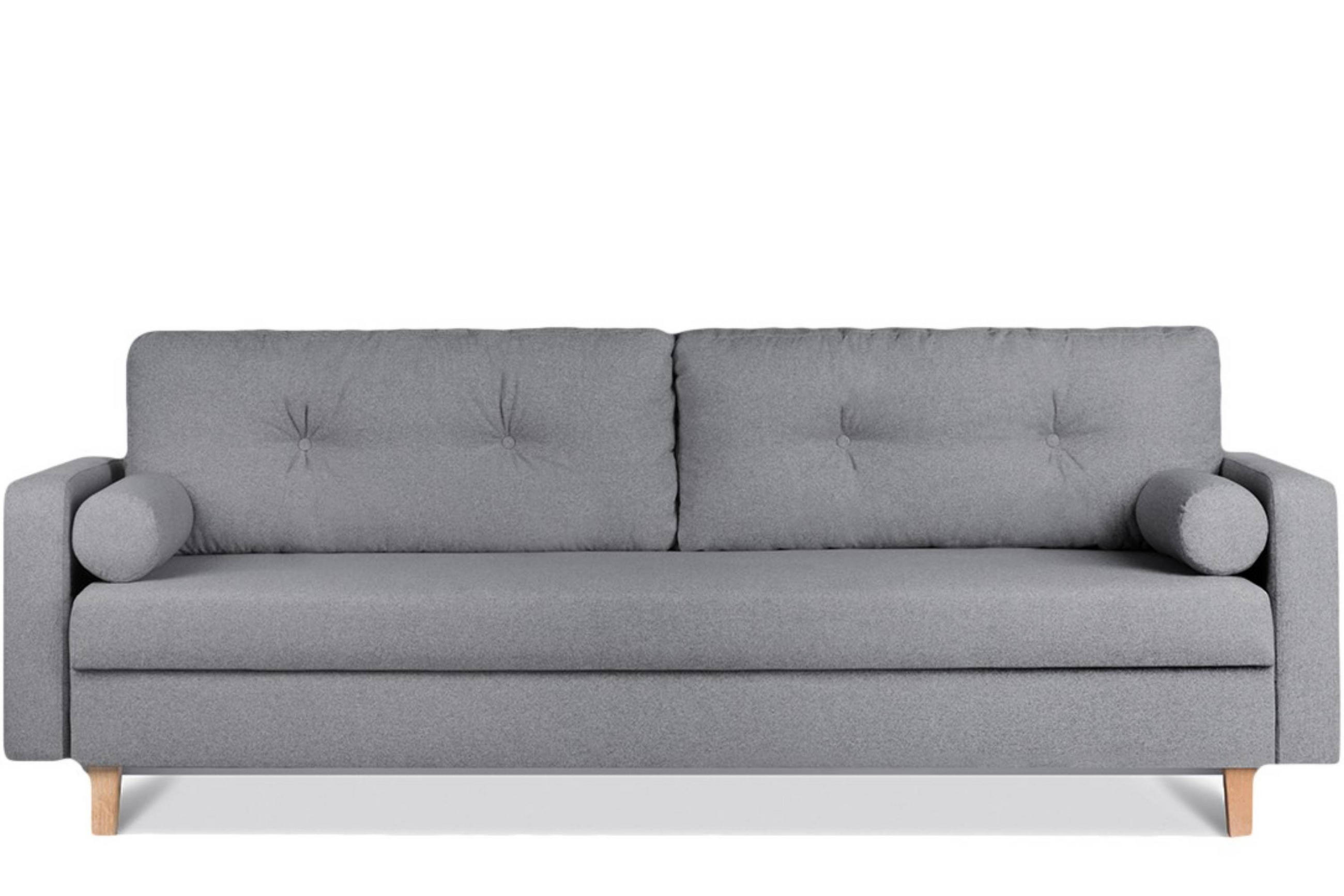 3-SITZER-SCHLAFSOFA ERISO mit weiche Sitzfläche und hohe Rückenlehne, Strukturstoff, dunkelgrau - Dunkelgrau/Braun, Textil (220/80/100cm) - KONSIMO®