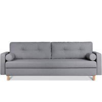3-SITZER-SCHLAFSOFA ERISO mit weiche Sitzfläche und hohe Rückenlehne, Strukturstoff, dunkelgrau - Dunkelgrau/Braun, Textil (220/80/100cm) - KONSIMO®