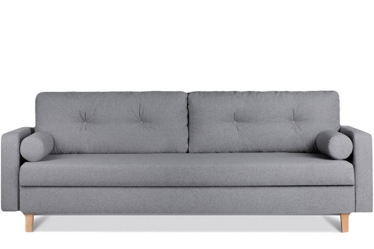 3-SITZER-SCHLAFSOFA ERISO mit weiche Sitzfläche und hohe Rückenlehne, Strukturstoff, dunkelgrau - Dunkelgrau/Braun, Textil (220/80/100cm) - KONSIMO®