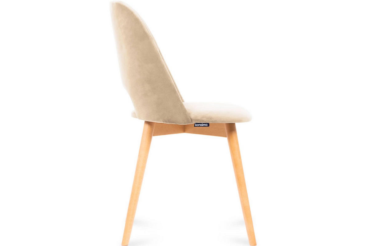 ESSZIMMERSTUHLE TINO 2-tlg Velours-Sitz, Beige - Eichefarben/Beige, Holz/Textil (48/86/44cm) - KONSIMO®