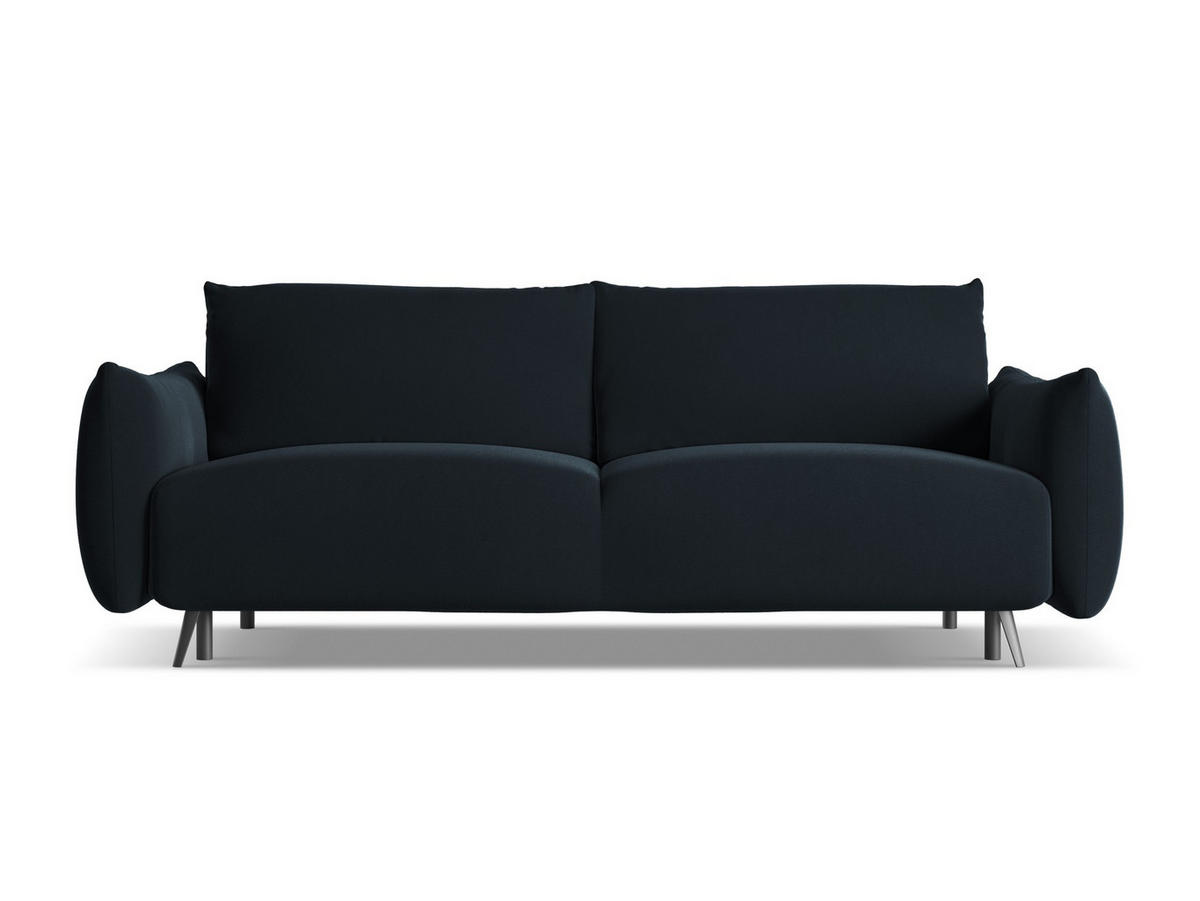 3-SITZER SOFA mit Schlaffunktion Samt Stoff Blau - Blau/Schwarz, Textil/Metall (230/86/105cm) - Makamii