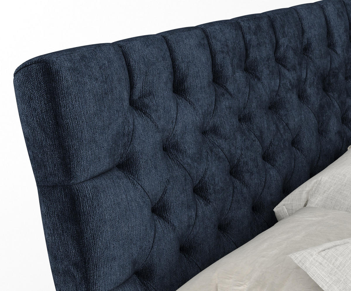 BOXSPRINGBETT Seraphine Marineblau 180/200 cm - Schwarz/Dunkelblau, Holz/Holzwerkstoff (180/200cm) - Maison de Reve