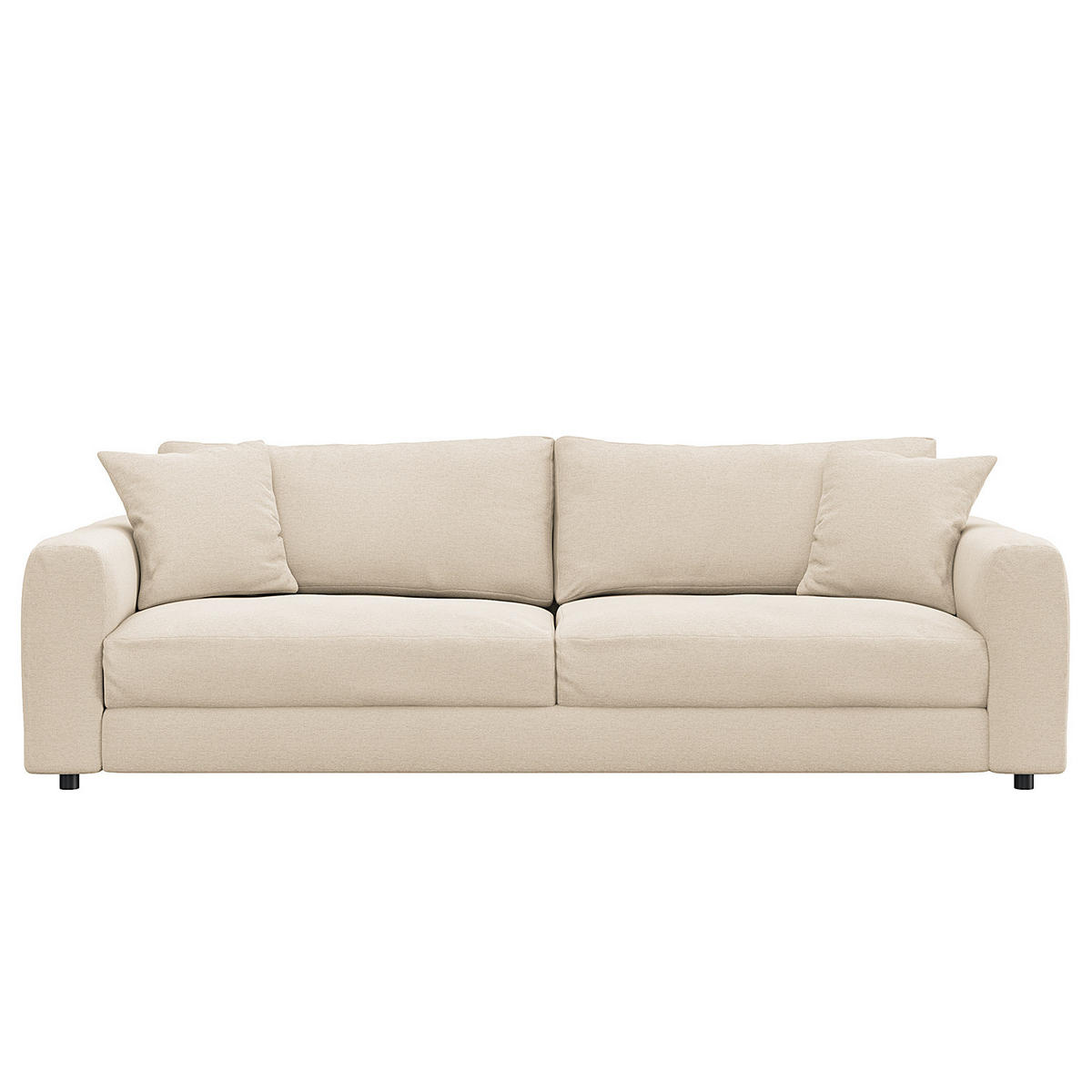 3-SITZER SOFA - Beige/Schwarz, Holz/Kunststoff (238/79/106cm) - home24