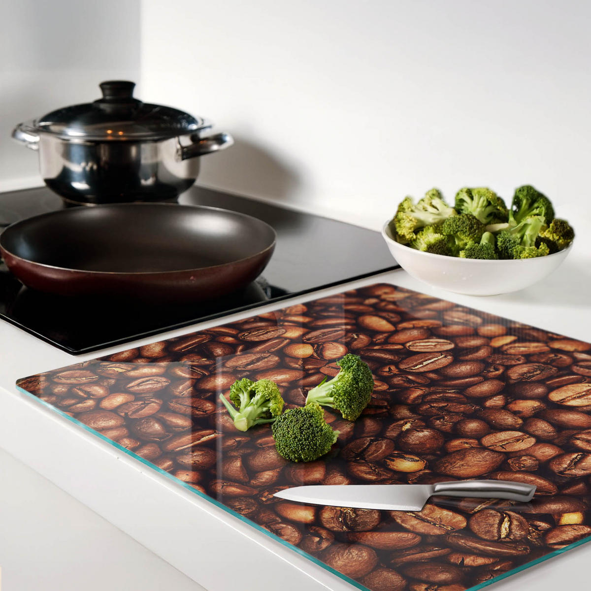 GLASPLATTE 60x52 cm Kaffeebohnen - Braun, Glas (60/0.4/52cm) - TULUP