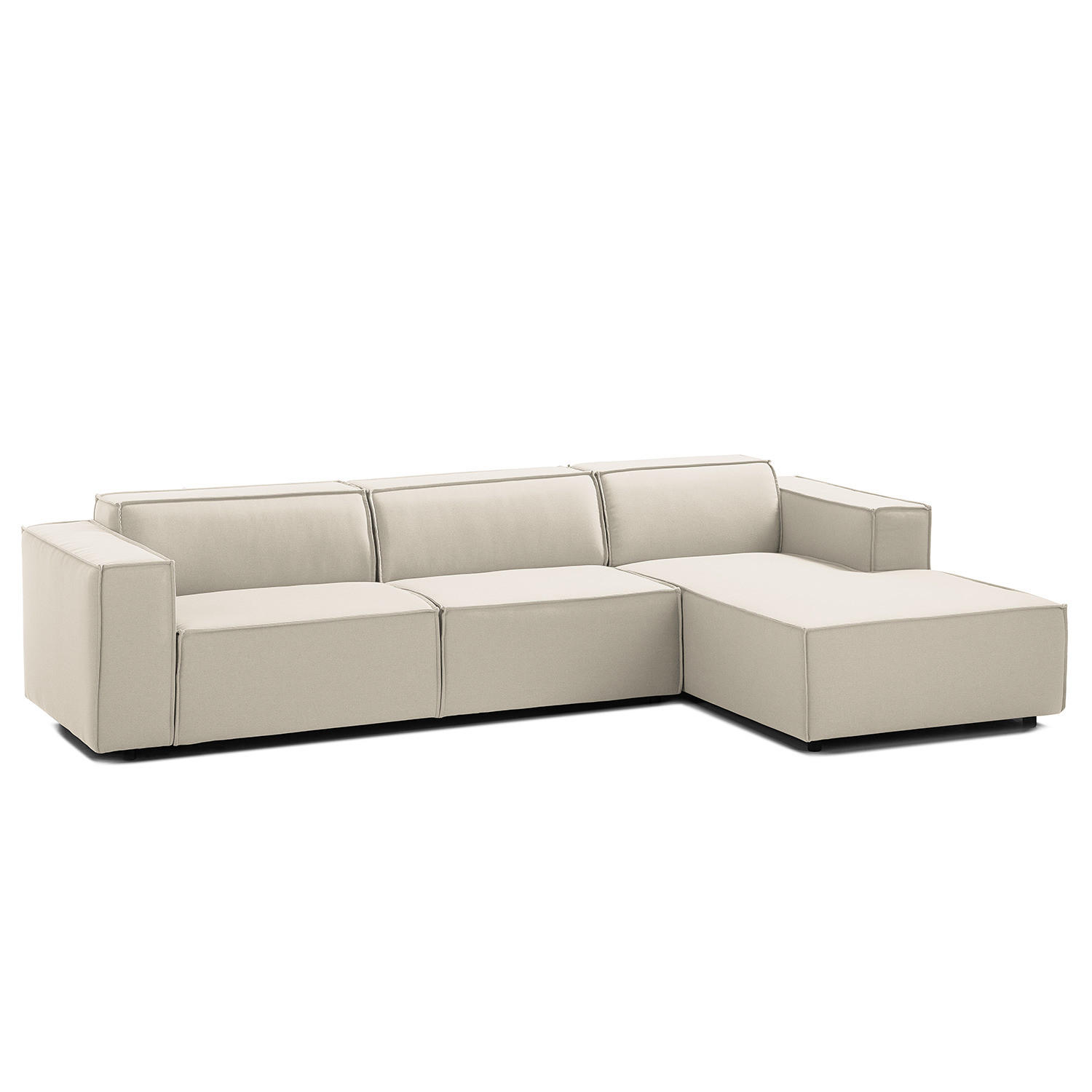 ECKSOFA mit Longchair - Schwarz/Weiß, Kunststoff/Textil (294/177cm) - home24