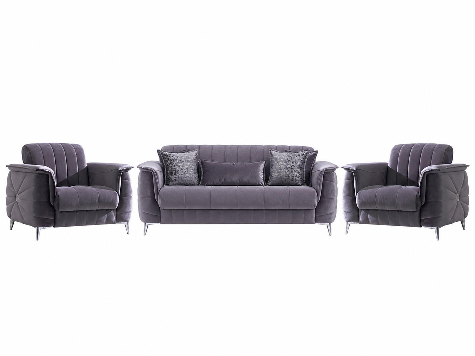 SITZGARNITUR Osorno, Anthrazit Stellvariante 2+1+1 - Anthrazit, Holzwerkstoff/Kunststoff (170/80/100cm)