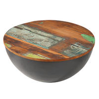 COUCHTISCH JAKARTA rund Grau|Mehrfarbig 70cm - Silberfarben/Multicolor, Holz/Metall (70/70/33cm) - riess-ambiente