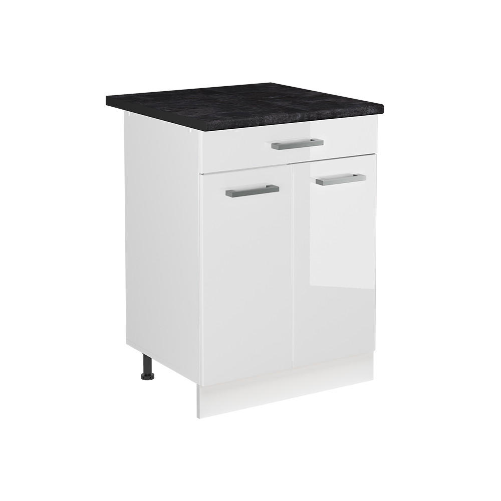 Vicco Spülenunterschrank Weiß Hochglanz, Weiß 60x81.6x60 cm