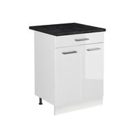 SKŘÍŇKA POD DŘEZ R-Line, Bílá vysoký lesk/Bílá, 60 cm pracovní deska Antracit - bílá/vysoce lesklá bílá, kompozitní dřevo (60/81.6/60cm) - Vicco