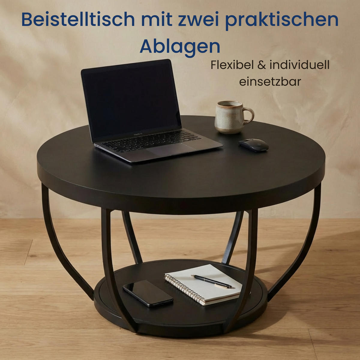 COUCHTISCH 80 cm Breite in Schwarz - Schwarz, Holzwerkstoff (80/80/45.5cm) - Home Collective