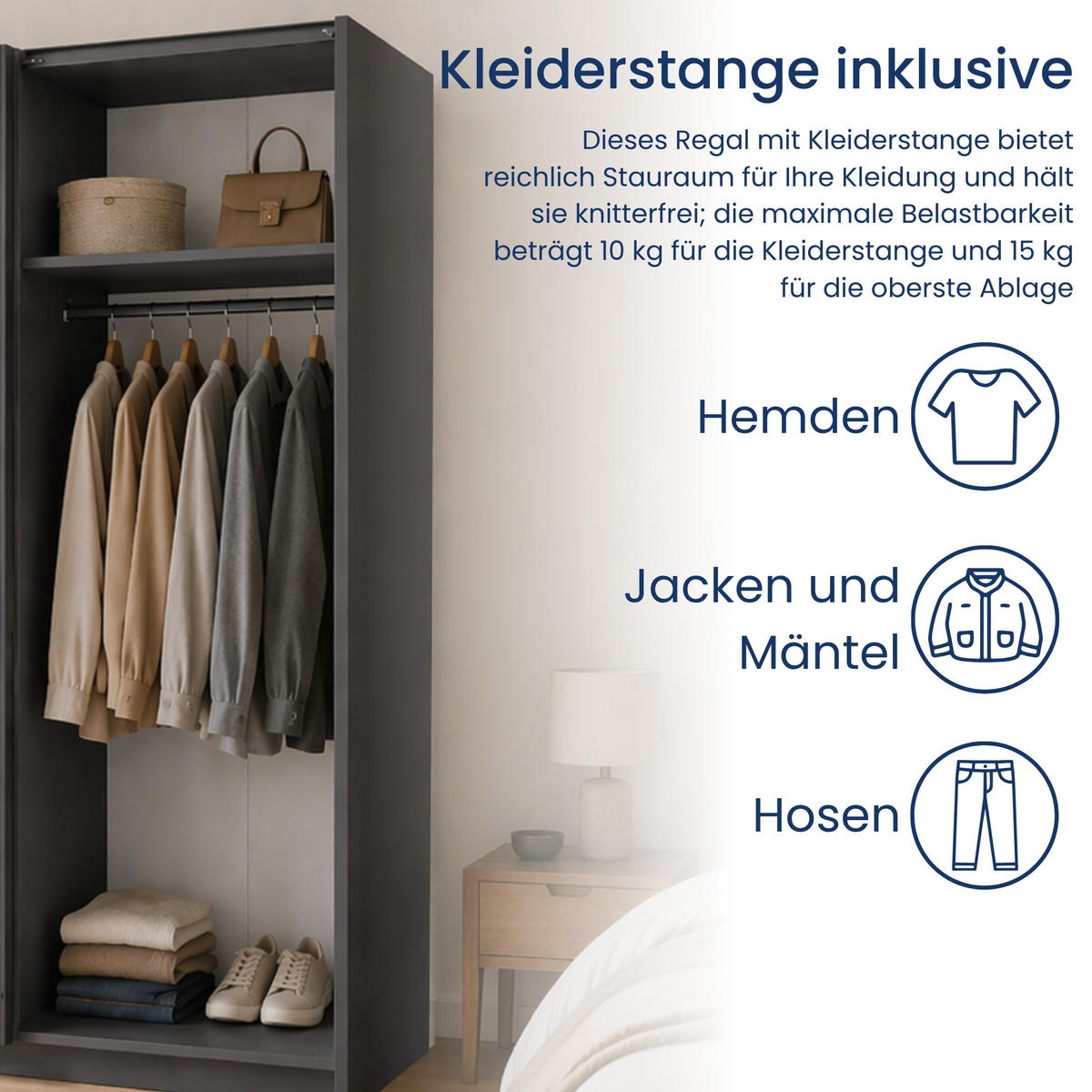 SCHWEBETÜRENSCHRANK 2-Türen 180 cm mit Spiegel in Graphit - Graphitfarben, Holzwerkstoff (62/198.5/180.6cm) - Home Collective