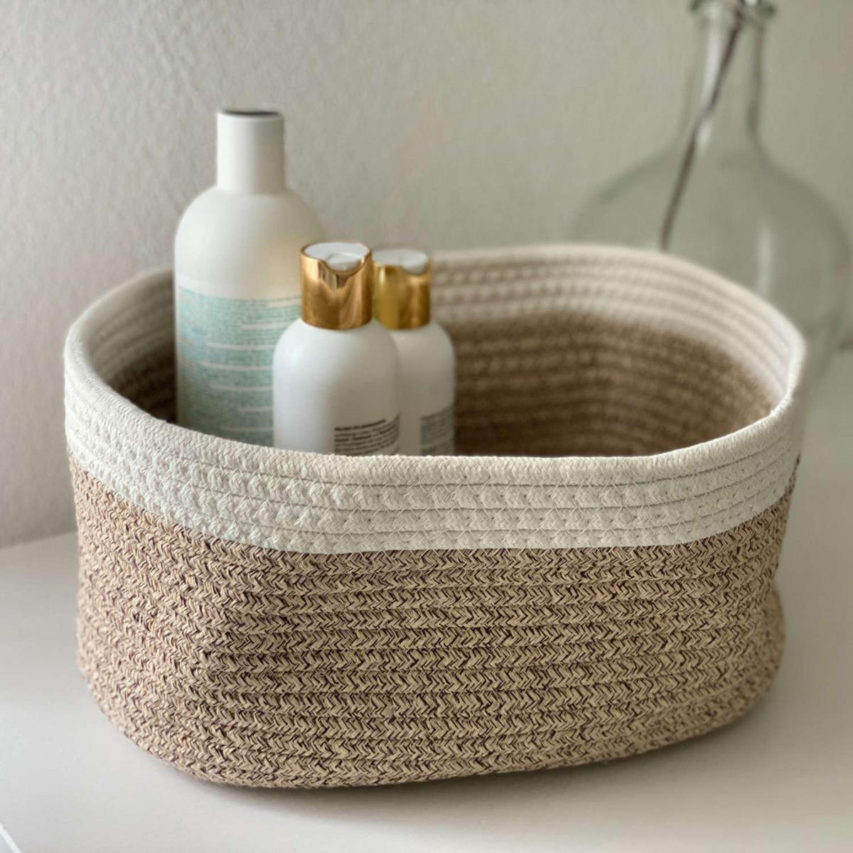 AUFBEWAHRUNGSKORB SET Baumwolle (3-tlg.) - Beige, Textil (22.5/14/33.5cm) - Intirilife