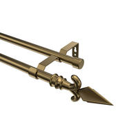 GARDINENSTANGE Olymp Matteo 200 cm, 2-läufig (ohne Ringe), 16 mm Ø Messing Antik - Messingfarben/Bronzefarben, Metall (200cm) - INTERDECO