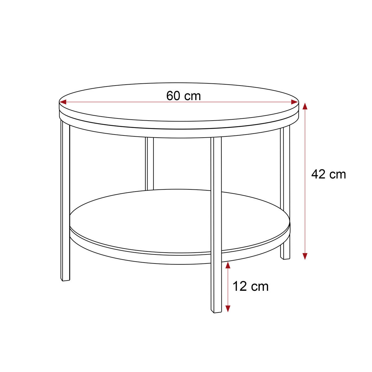 COUCHTISCH CANDY 60/42 cm runden, Weiß / Artisan-Eiche - Weiß/Eiche Artisan, Metall (60/60/42cm) - Idohome