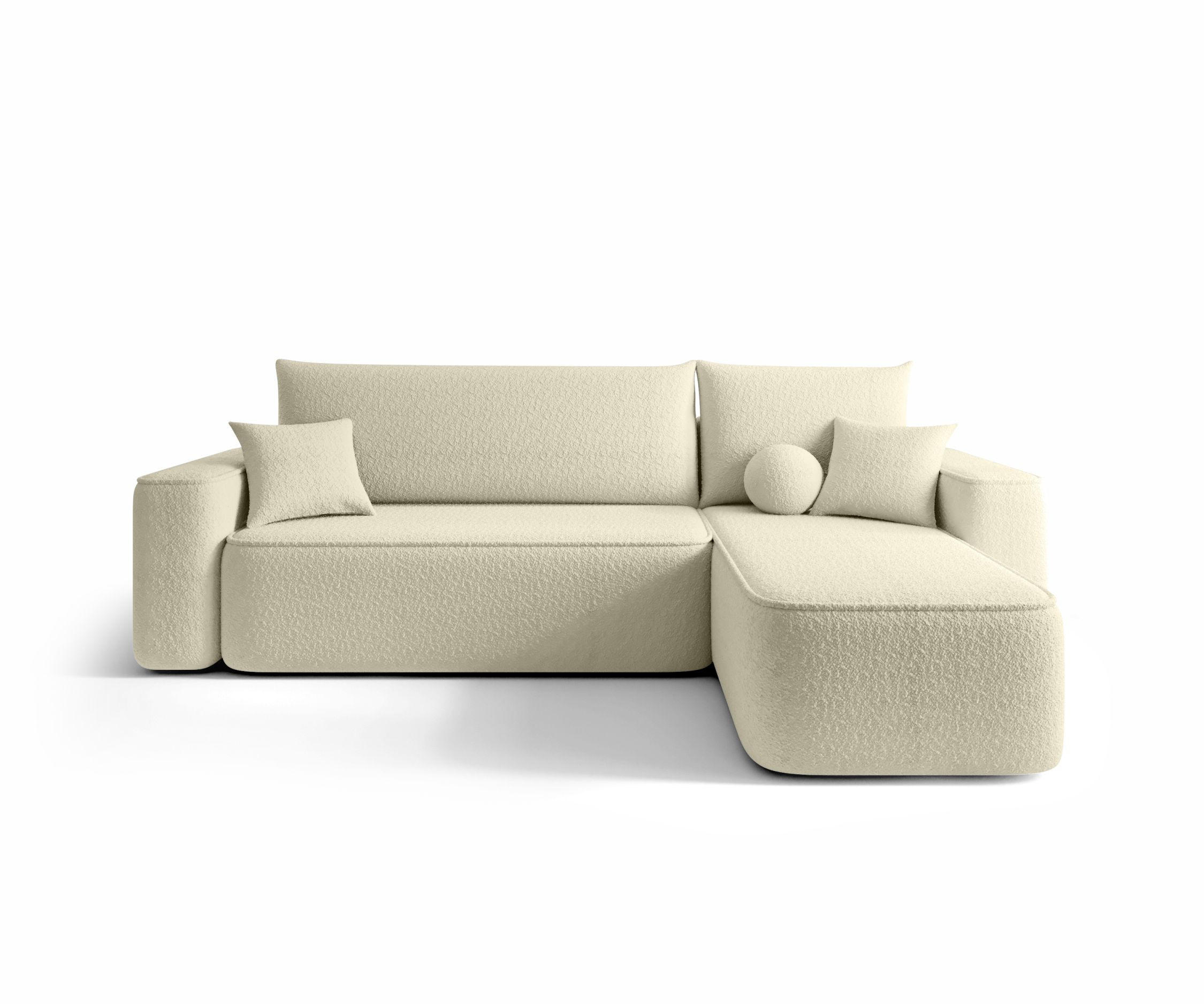 ECKSOFA mit Schlaffunktion SENNO Quelle 02 Rechts - Ecru, Textil (250/150cm) - Bedante