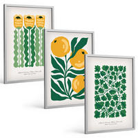 BILDER SET 3er Set - 40x60 cm Silberner Rahmen - Pflanzenmuster Blüten Blätter - Silberfarben, Kunststoff (40/60cm) - TULUP