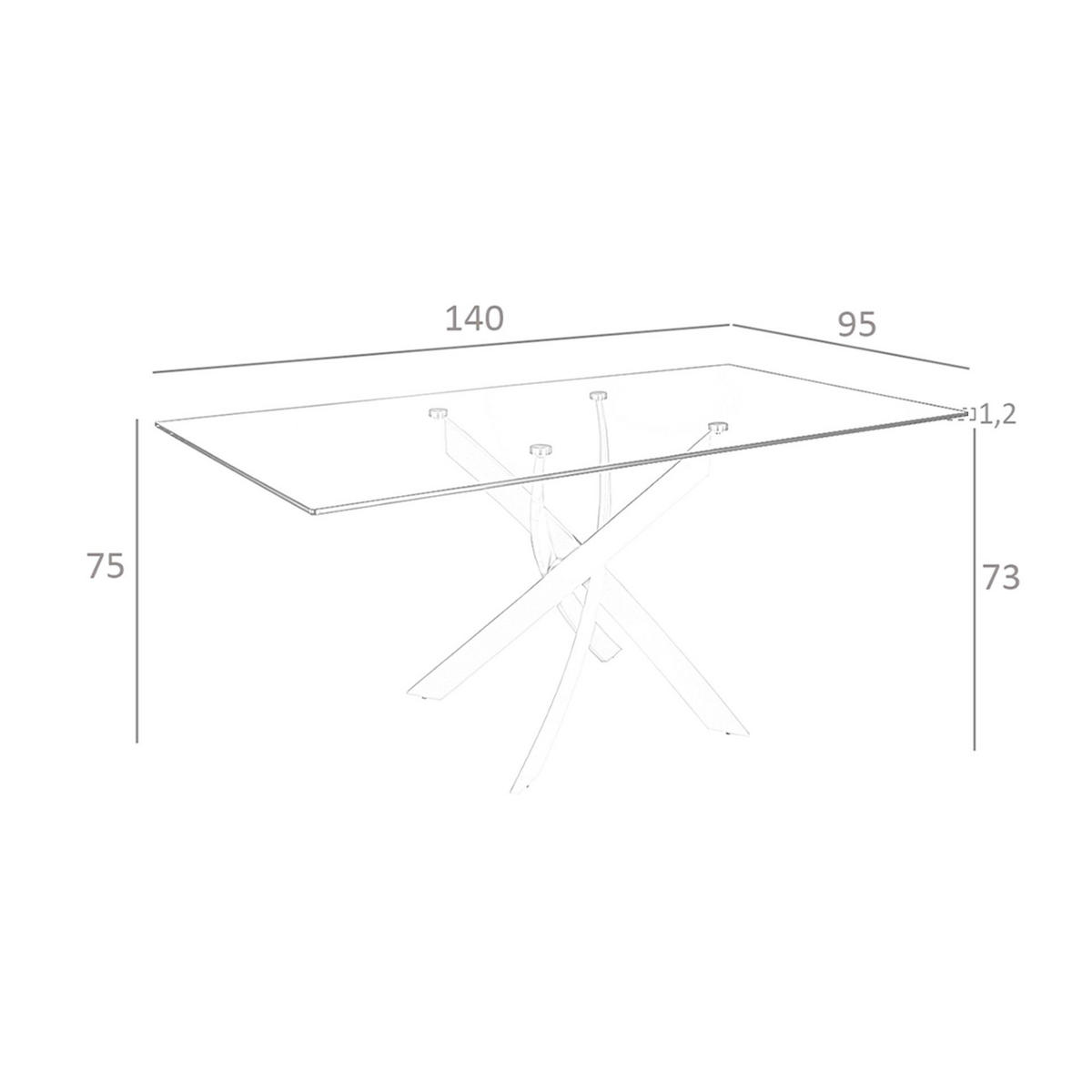 ESSTISCH Rechteckiger Esstisch aus gehärtetem Glas und rosa Stahl 140/95/75 cm - Pink/Hellrosa, Glas/Metall (95/140/75cm) - ANGEL CERDA