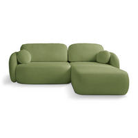 ECKSOFA AMICO R-S Grün Geflochtener Stoff mit Schlaffunktion - Grün, Holz (248/174cm) - MASSENO