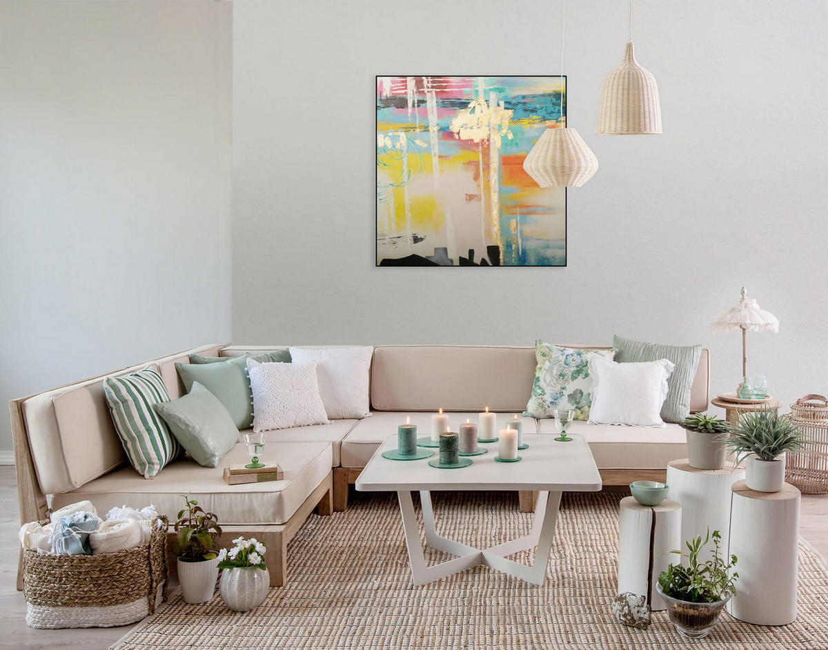 ACRYLBILD HANDGEMALT 80/80 cm - Multicolor, Holz/Textil (80/80cm) - KUNSTLOFT