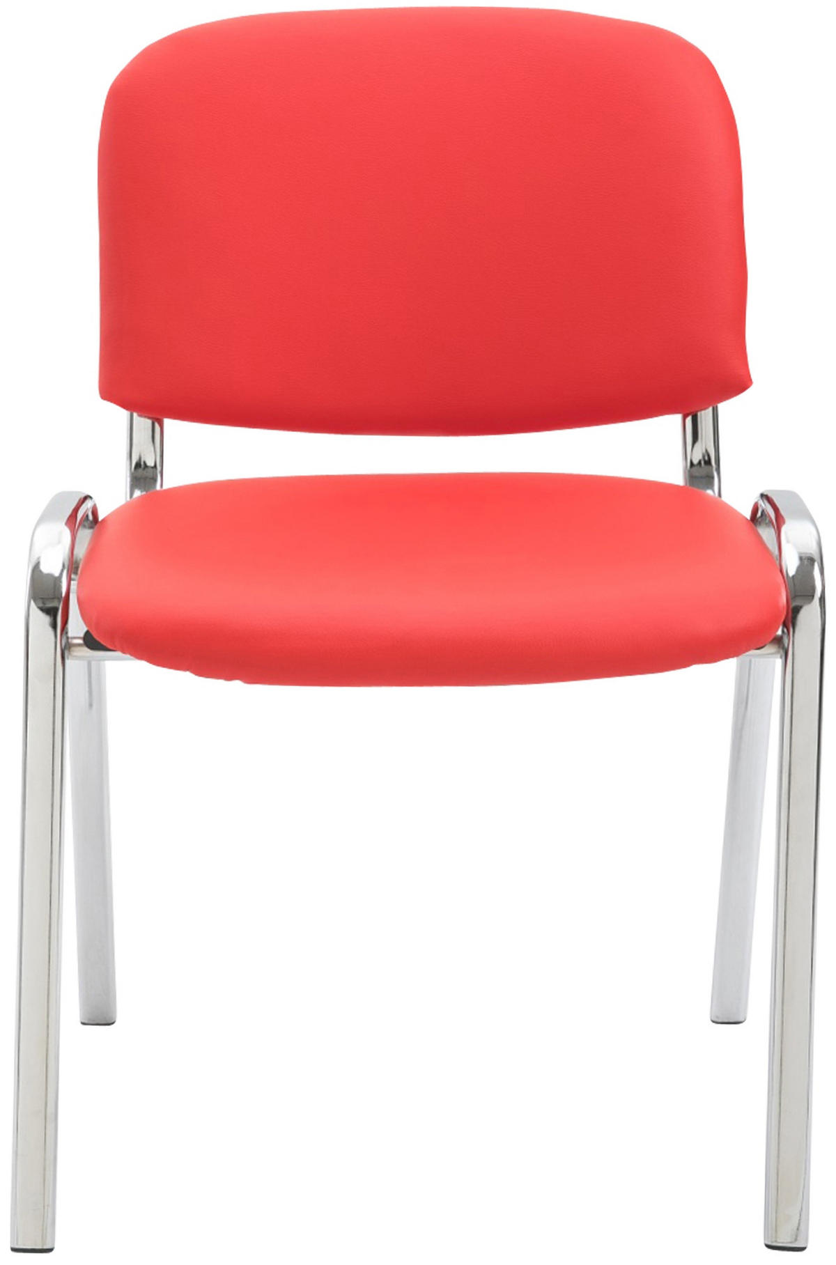 BESUCHERSTUHL Lederlook rot - Chromfarben/Rot, Textil/Metall (54/79/48cm) - CLP