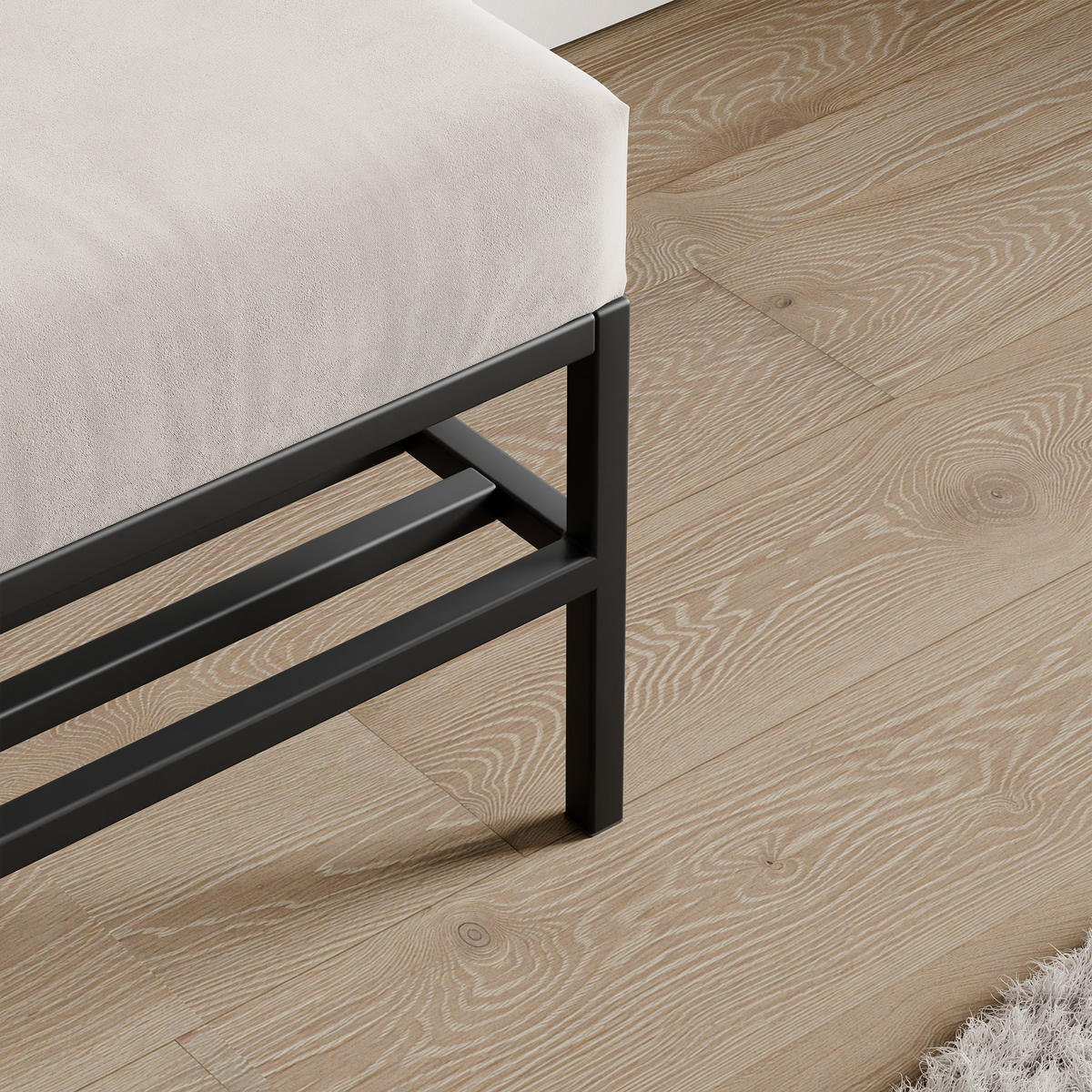 POLSTERBANK STEP 100 cm Schwarz / Creme ,Metallgestell - Creme, Metall (100/45/35cm) - Idohome