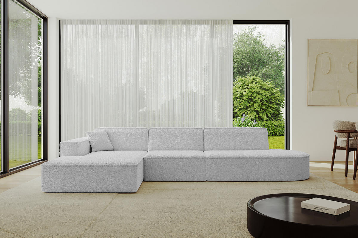 ECKSOFA Ottomane Links IREA-L2-v4 - 328x171x79 cm Hellgrau - Hellgrau, Holzwerkstoff/Textil (328/171cm) - ALTDECOR