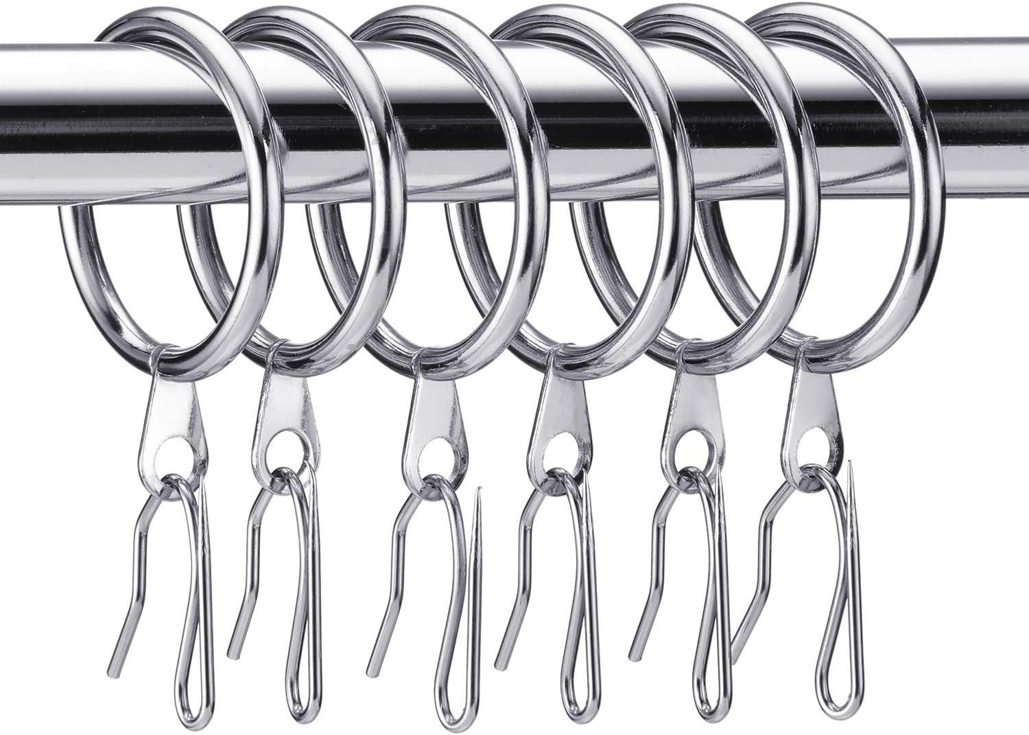 DUSCHVORHANGRINGE Silber Set mit Haken für Dusche - Grau, Metall (25/20cm) - MCBOSON