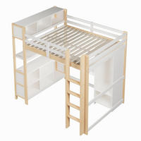 HOCHBETT mit Schreibtisch und Kleiderschrank Natur 140x200 cm Holz - Naturfarben, Holz (140/200cm) - SONNENH