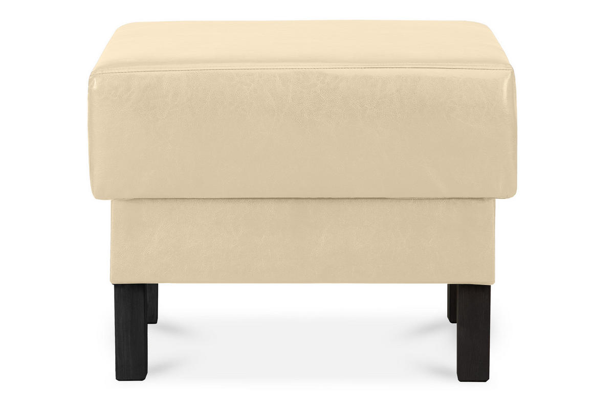 SITZHOCKER ESPECTO auf hohen Holzbeinen, Ecru - Creme/Schwarz, Textil (58/47/56cm) - KONSIMO®