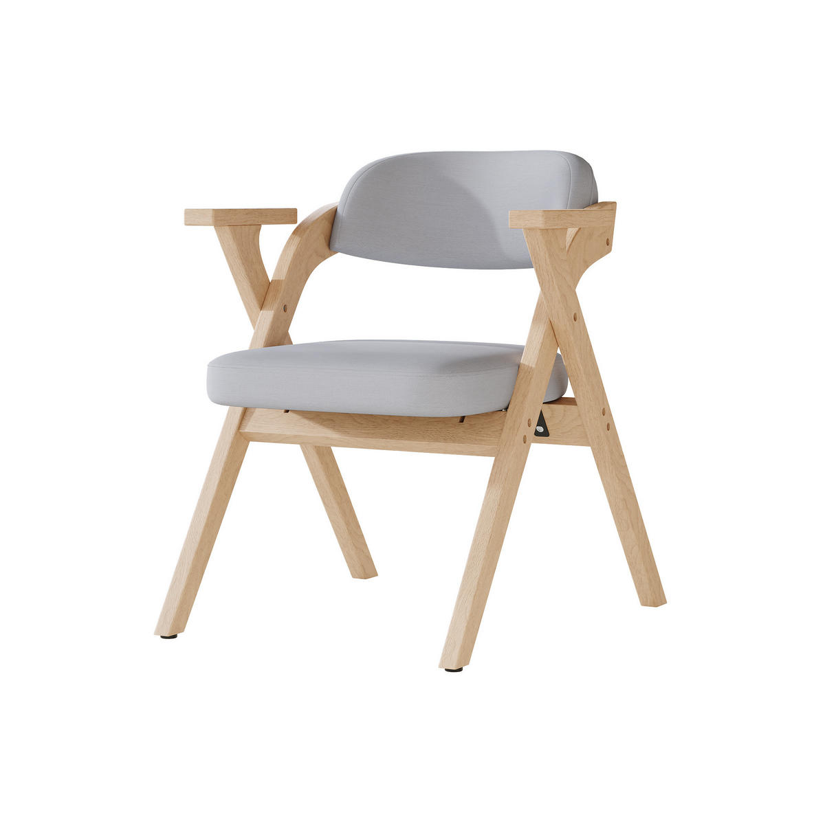 KLAPPSTUHL 4er-Set mit Armlehnen Massivholz Leinen Grau - Grau, Holz (66.5/76/64.51cm) - Meubliv