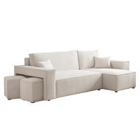 ECKSOFA PARIS mit Schlaffunktion und Bettkasten Creme - Ecru, Holzwerkstoff/Kunststoff (262/145cm) - Idohome