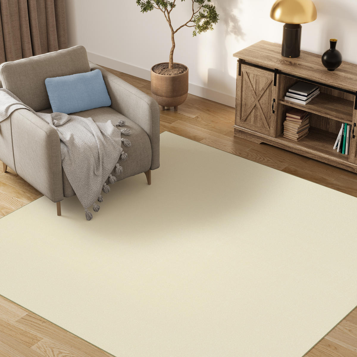 TEPPICH MONO SQUARE Creme 200/200 cm - Creme, Kunststoff (200/200cm) - Tapiso