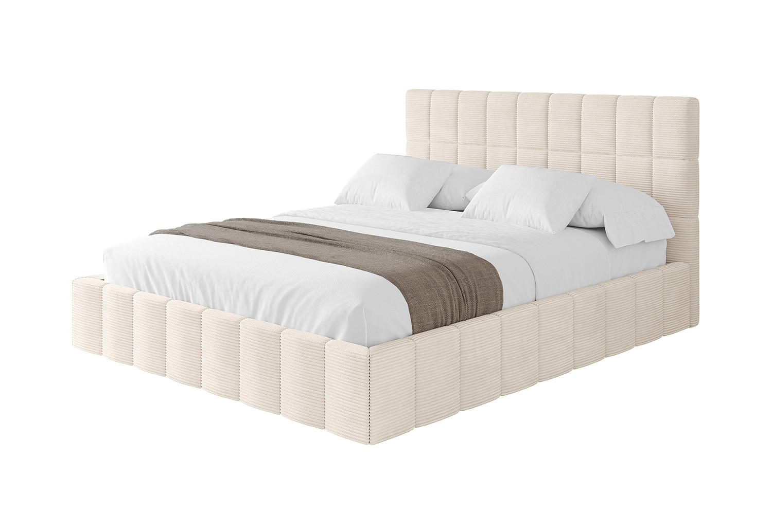 POLSTERBETT mit Bettkasten und Lattenrost, Boxbett ohne Matratze - AMEA 180x200 Beige - Creme, Holzwerkstoff/Textil (180/200cm) - ALTDECOR