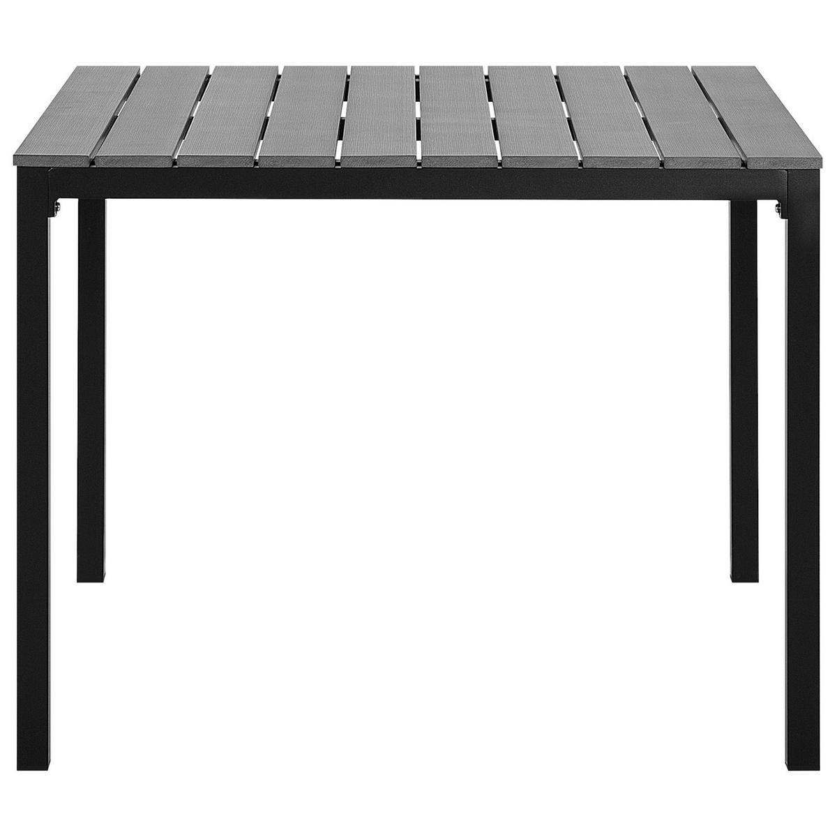 GARTENTISCH Kunstholz grau/schwarz 95/95 cm Prato - Schwarz/Grau, Kunststoff (95/95/74cm) - Beliani