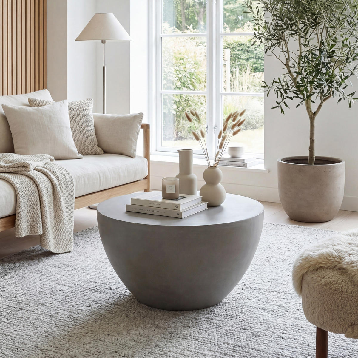 COUCHTISCH CHRONOS Rund Klein aus Beton 66 x 66 x 41 cm - Grau, Naturmaterialien (66/66/41cm) - Elementi