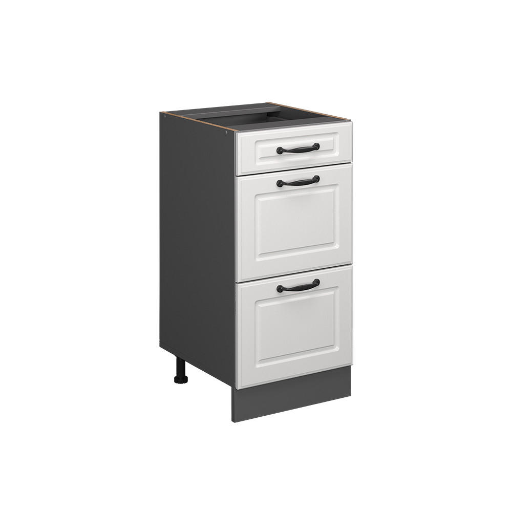 KÜCHENUNTERSCHRANK R-Line Weiß Landhaus 40 cm mit Schubladen, ohne AP - Anthrazit/Weiß, Holzwerkstoff (40/81.6/46cm) - Vicco