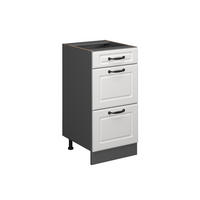 KÜCHENUNTERSCHRANK R-Line Weiß Landhaus 40 cm mit Schubladen, ohne AP - Anthrazit/Weiß, Holzwerkstoff (40/81.6/46cm) - Vicco