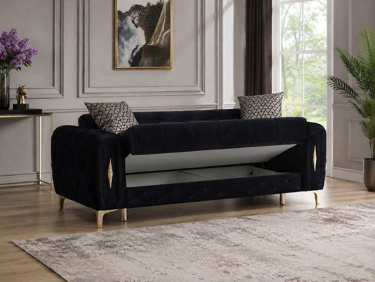 3-SITZER SOFA Patna Schwarz - Schwarz, Holzwerkstoff/Kunststoff (240/85/100cm)