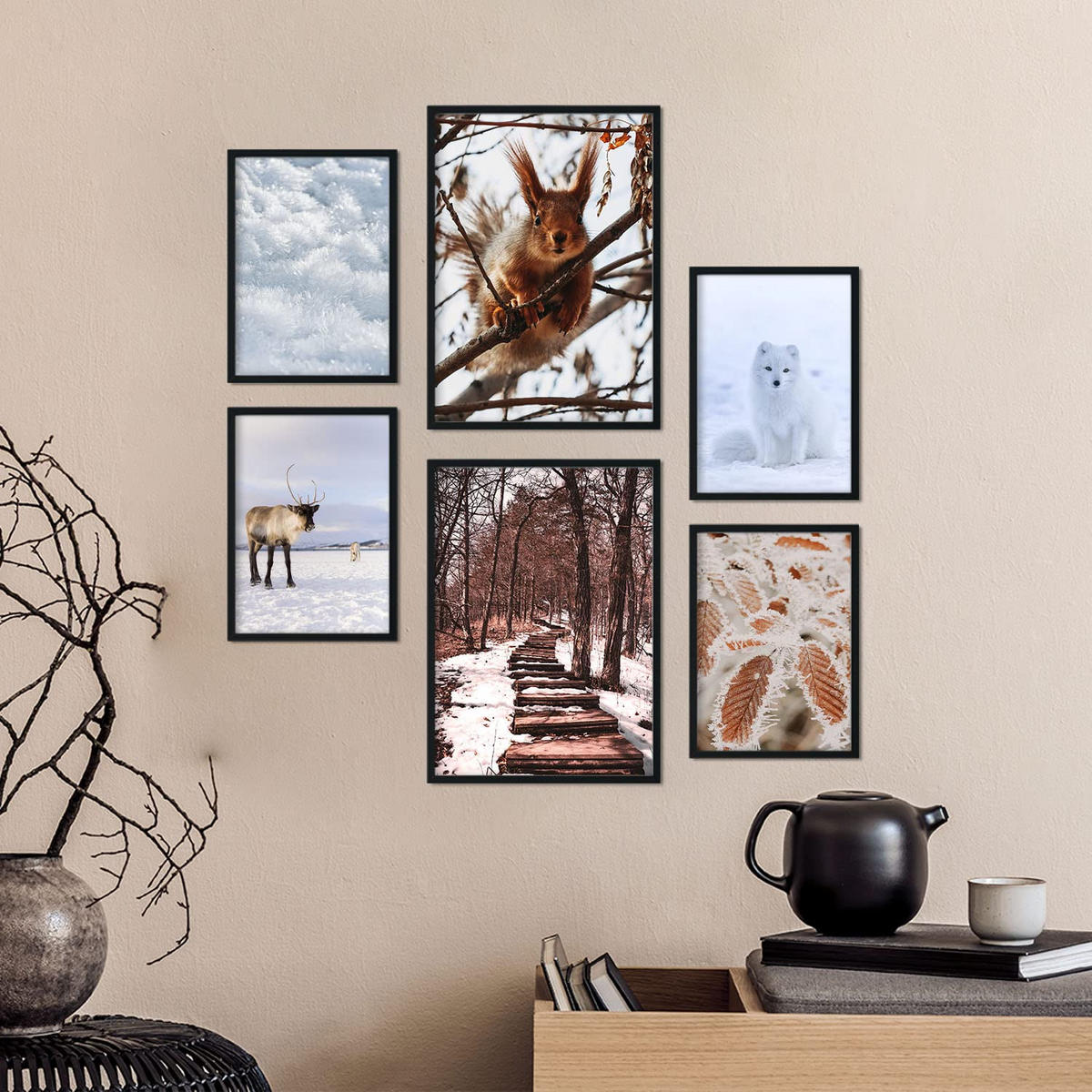 POSTER Set Mit 6 Tiere Im Schnee A3 & A4 Rahmenlos - Klar, Papier (29/3cm) - Nacnic