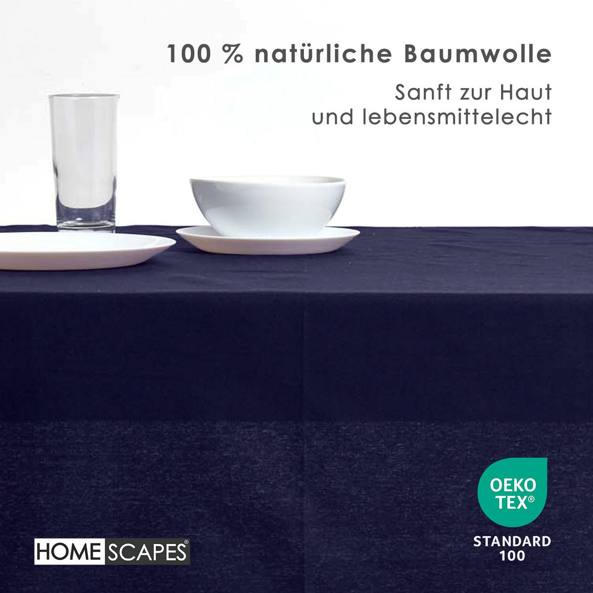 TISCHDECKE dunkelblau 137/137 cm, 100% Baumwolle - Dunkelblau, Textil (137/137cm) - Homescapes