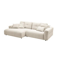 ECKSOFA XL MIKA Cremeweiß Cord - Creme/Schwarz, Kunststoff/Textil (296/167cm) - KAWOLA