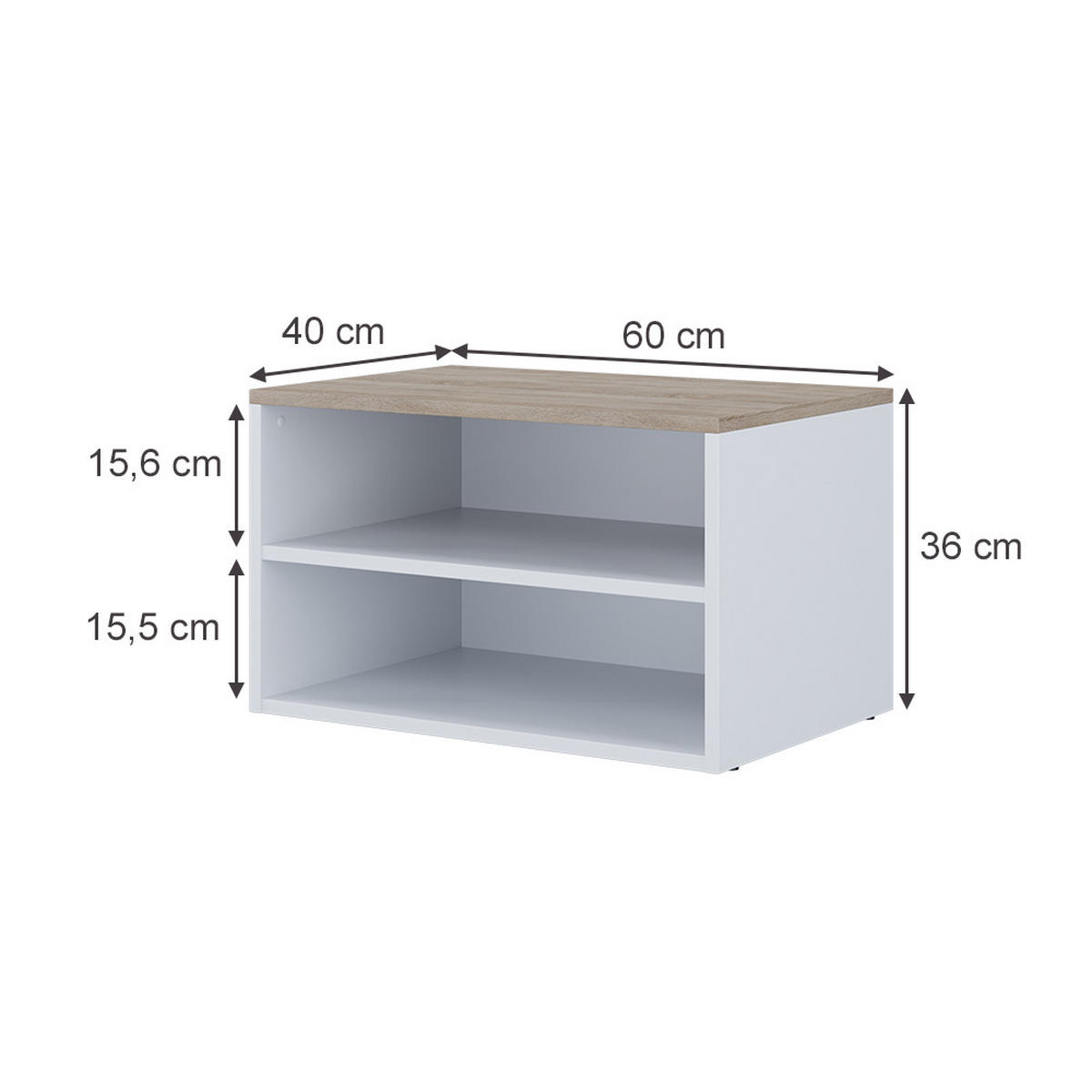 KOMODA Betti Bílá/Sonoma - bílá/Sonoma dub, kompozitní dřevo (60/36/40cm) - Vicco