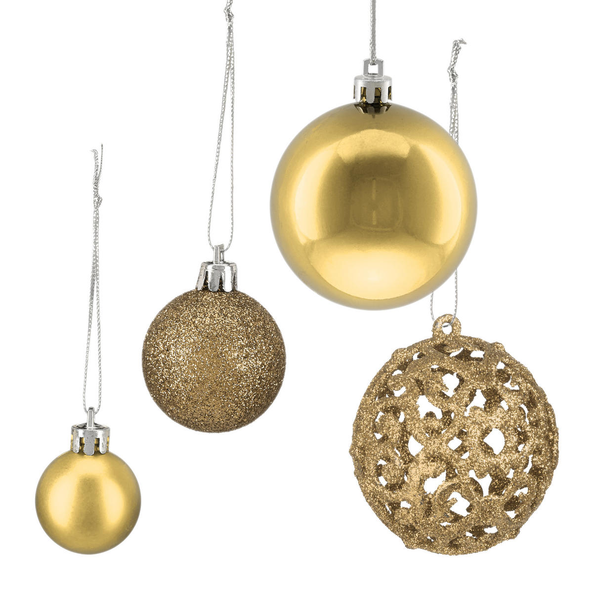 150-TLG.WEIHNACHTSKUGELN-SET - Goldfarben, Kunststoff (6/7/6cm) - Relaxdays