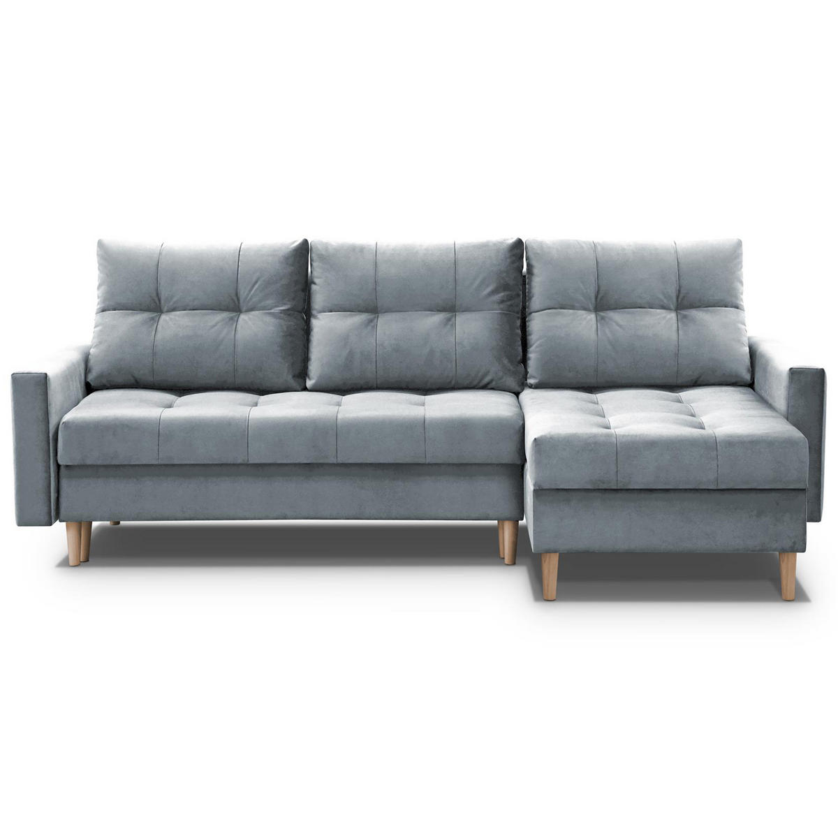 ROHOVÁ POHOVKA Halant s úložným prostorem, univerzální otoman, velurová látka, světle šedá - světle šedá, textil (220/140cm) - Beautysofa