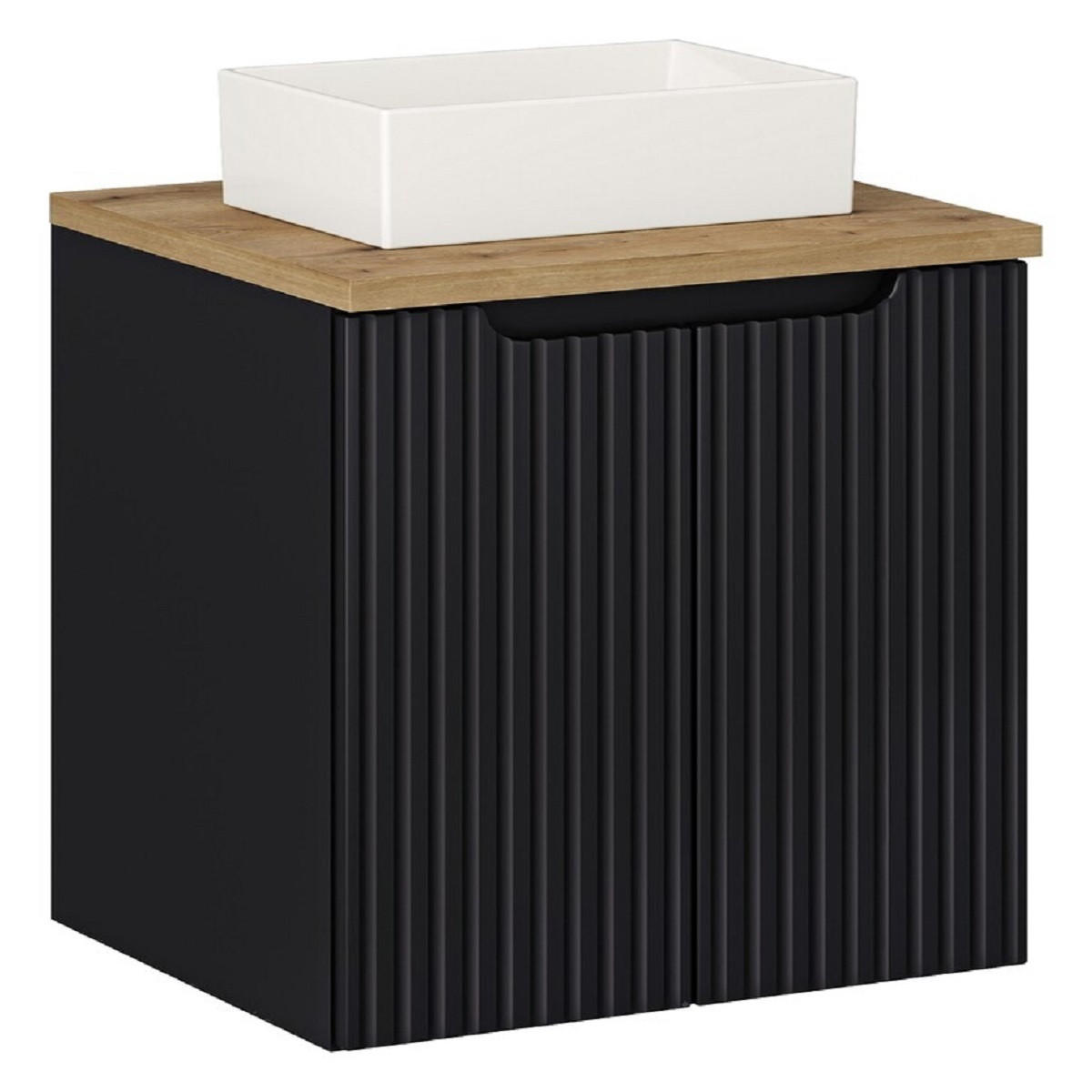 WASCHTISCHKOMBI 50 cm 3 Teile - Nova Black N BM123 in Schwarz/ Evoke Eiche - Schwarz/Eiche Artisan, Holz (50/57/40cm)
