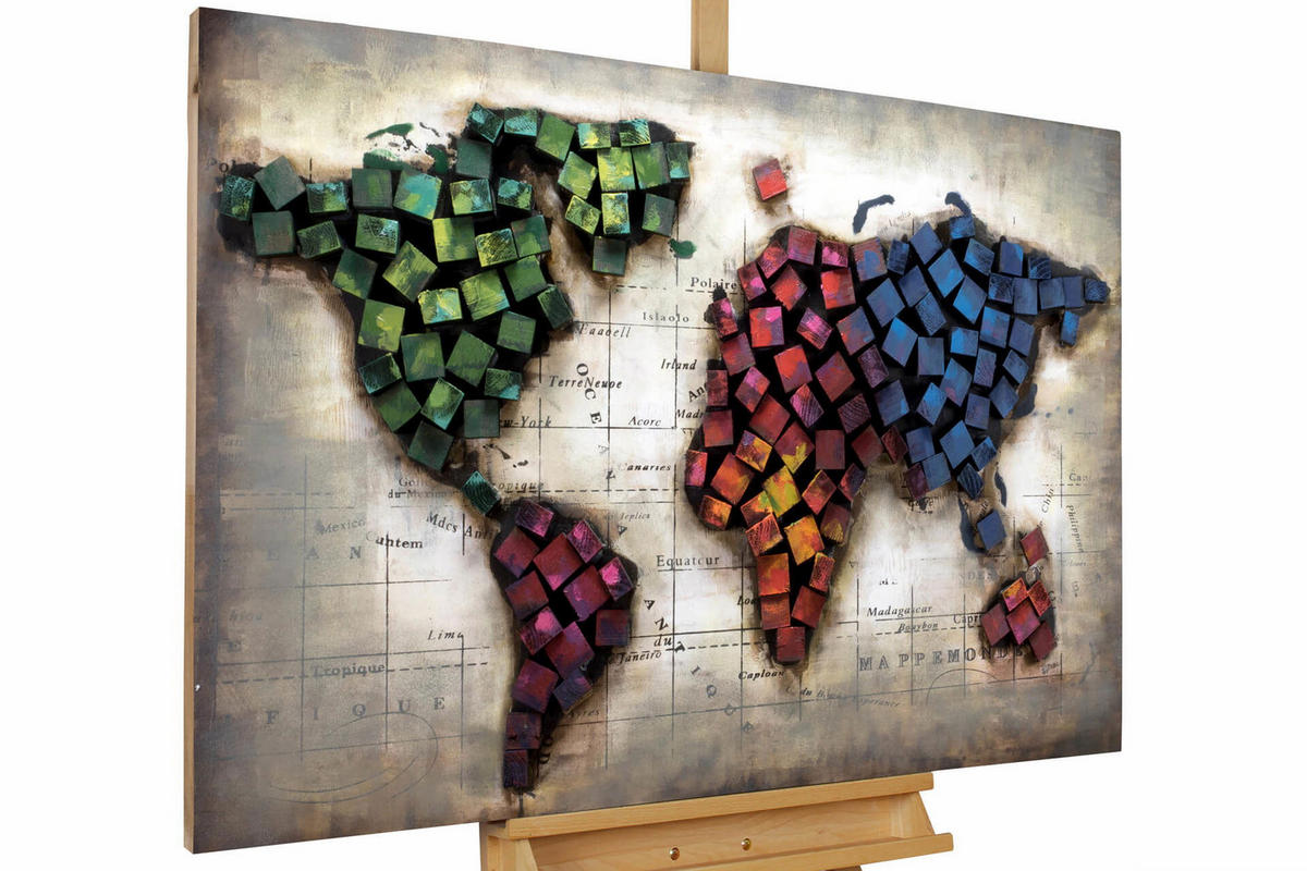 HOLZBILD Grau 100/70 cm - Multicolor, Holz (100/70cm) - KUNSTLOFT