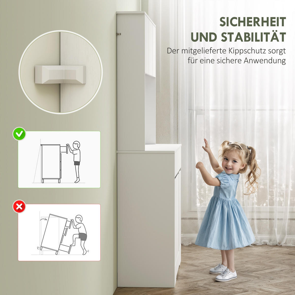 KÜCHENSCHRANK Buffetschrank mit Arbeitsplatte, 6 Türen, Kabellöchern, Weiß - Weiß, Holz (38/180/100cm) - HOMCOM