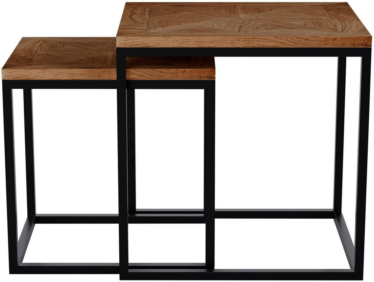 BEISTELLTISCH Bosse 2er Set eckig 48x38x47cm Holz Braun Kleiner - Braun, Holz (38/48/47cm) - DELUKE